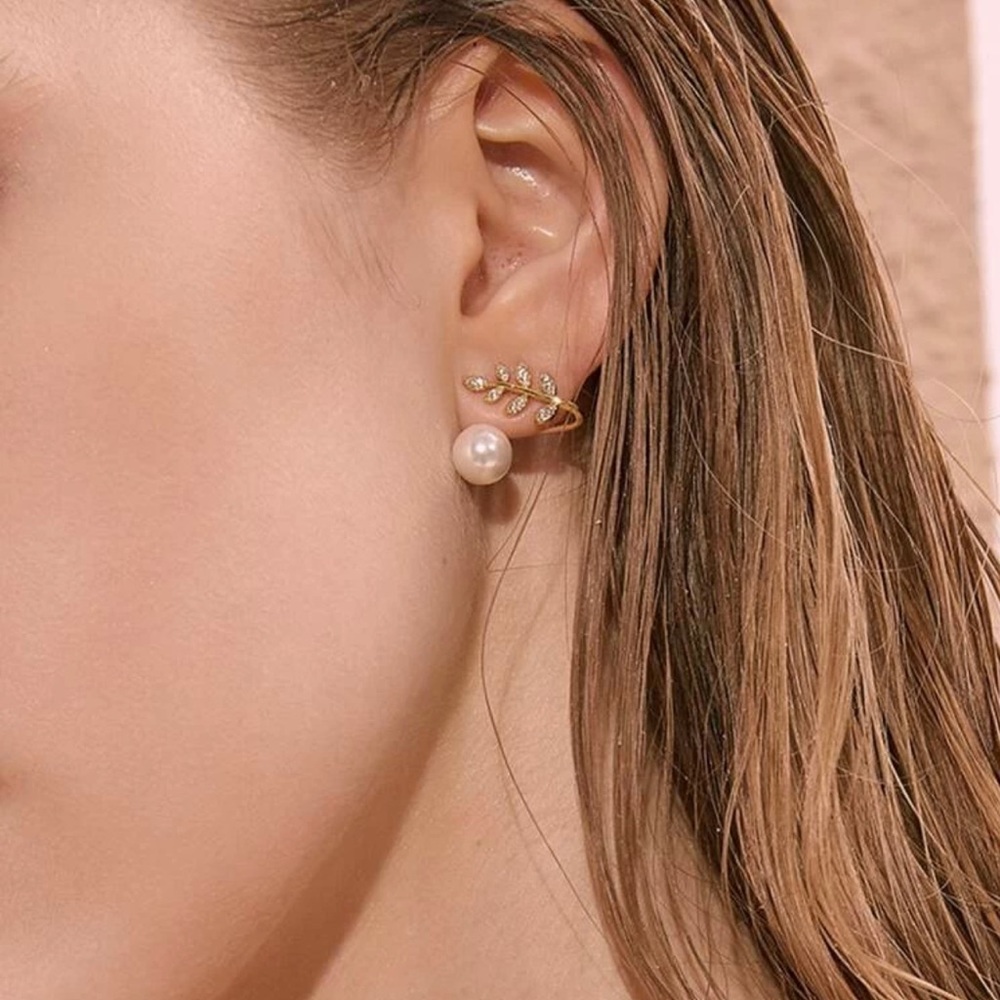 3/$30 Faux Pearl Decor Leaf Earrings
